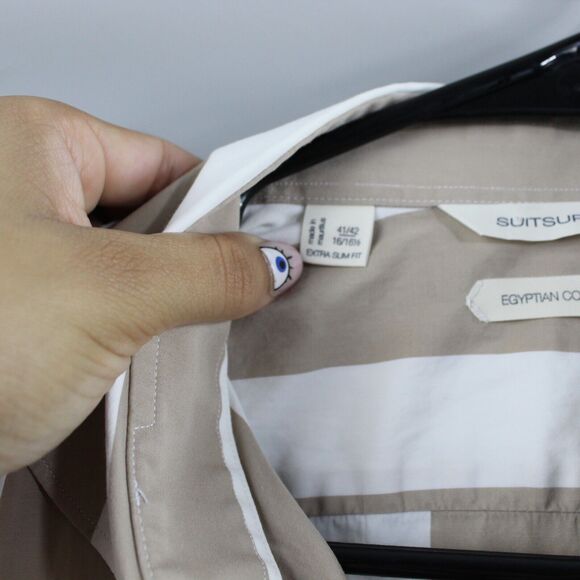 Suitsupply Beige and White Striped Dress Shirt - Picture 6 of 10